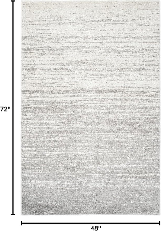 SAFAVIEH Area Rug 4x6 - Adirondack Collection - Ivory & Silver, Modern Ombre Design, Non Shedding & Easy to Clean, Ideal for Living Room, Bedroom, Office, Dining Space (ADR113B)