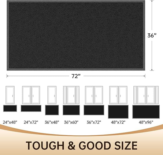 Amyracel Front Door Mat Indoor Outdoor Entrance, 36" x 72" All-Season Waterproof Doormat for Enterway, Heavy Duty Commercial Floor Mat, Fade Resistant, Rubber Back, Low Profile, Easy Clean