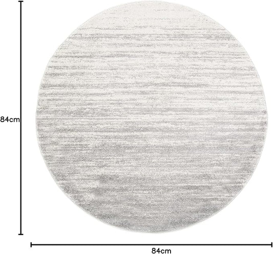 SAFAVIEH Adirondack Collection Area Rug - 7' Round, Ivory & Silver, Modern Ombre Design, Non Shedding & Easy to Clean, Ideal for Living Room, Bedroom, Office, Dining Space (ADR113B)