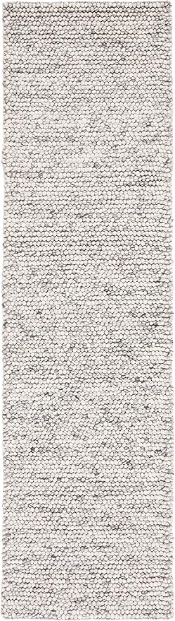 Safavieh Natura Collection Runner Rug - 2'3" x 20', Light Grey & Ivory, Handmade Wool Blend, Textured Design, Ideal for Hallway, Bedroom, Foyer (NAT620G)