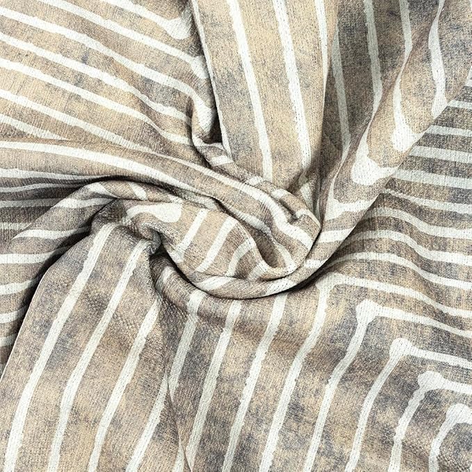 GLN Rugs Contemporary Collection - Machine Washable Area Rug, Contemporary Washable, Non Slip, Low Pile Chenille Rug, Living Room, Bedroom, Kitchen Rug (5' x 7' Lines Cream)