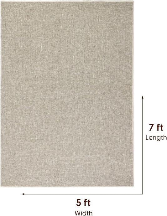 LBRO2M Easy Jute Solid Area Rug 5X7 Washable Rugs for Living Room Bedroom Natural Jute Look Indoor Outdoor Rug Durable, Solid Non Shedding Eco Friendly (5X7 Gray)
