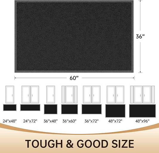 Amyracel Front Door Mat Indoor Outdoor Entrance, 36" x 60" All-Season Waterproof Doormat for Enterway, Heavy Duty Commercial Floor Mat, Fade Resistant, Rubber Back, Low Profile, Easy Clean