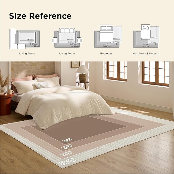 Bedsure 6x9 Fluffy Area Rugs for Living Room, Machine Washable Rugs, Non-Slip Backing, Non-Shedding, Pet Friendly Throw Rug for Bedroom Dining Room, Grey