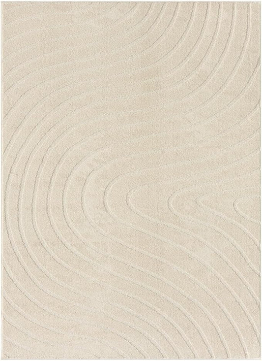 LUXE WEAVERS Modern Geometric Wave Cream 2x3 Area Rug