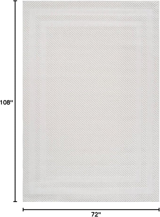 CAMILSON Micro Loop Rug 6x9 Modern Luxury Bordered Area Rugs Soft High and Low Pile Stain Resistant Easy-Cleaning Non-Shedding for Living Room Office Indoor Carpet (6 x 9 / White)