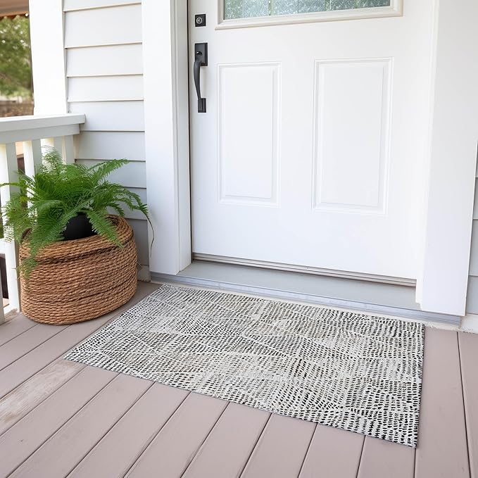Addison Rugs Chantille ACN591 Ivory 1'8" x 2'6" Indoor Outdoor Area Rug, Easy Clean, Machine Washable, Non Shedding, Bedroom, Living Room, Dining Room, Kitchen, Patio Rug