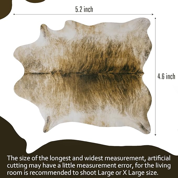 AROGAN Western Decor Faux Fur Cowhide Rug, 3.6 x 2.3 Feet Premium Animal Skin Cow Hide Rug, Sturdy Cow Print Rugs for Wall Decor, Western Floor Carpet for Bedroom Living Room, Brownish