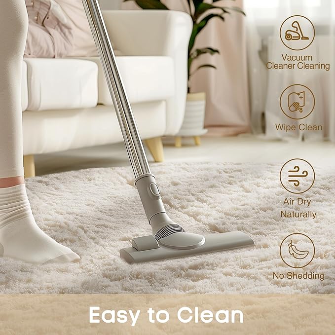 Ophanie Round Rugs 3Ft Ivory Circle Area Rug,Christmas Room Decor, Aesthetic Nursery Bedroom Carpet, Fluffy Fuzzy Plush Soft Shaggy Cream Living Room Rugs for Kids Boys Girls Teen Baby Home, Dorm