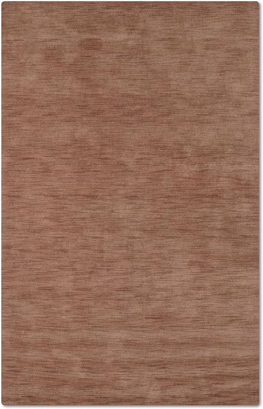 Hand Knotted Loom Wool ECO-Friendly Area Rugs - 3'x5', Rectangle, Light Brown Color, Solid Plain Design, High Pile Thick Handmade Anti Skid Rugs for Living Room (L00111)