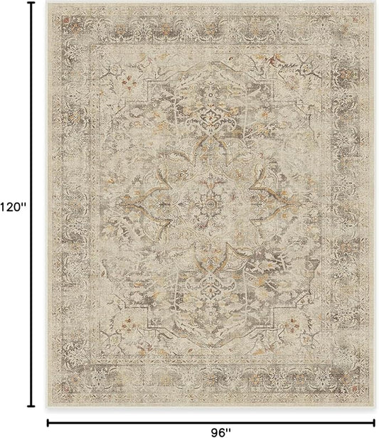 RUGGABLE Washable Vintage Area Rug – Sarrah Hazel 8x10, Stain-Resistant, Non-Slip – Large Machine Washable Rugs for Living Room, Bedroom, Hallway, Entryway & Office–with Standard Pad