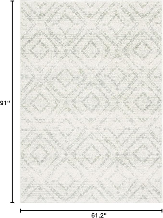 SAFAVIEH Adirondack Collection Area Rug - 5'1" x 7'6", Ivory & Green, Modern Diamond Distressed Design, Non-Shedding & Easy Care, Ideal for High Traffic Areas in Living Room, Bedroom (ADR131X)
