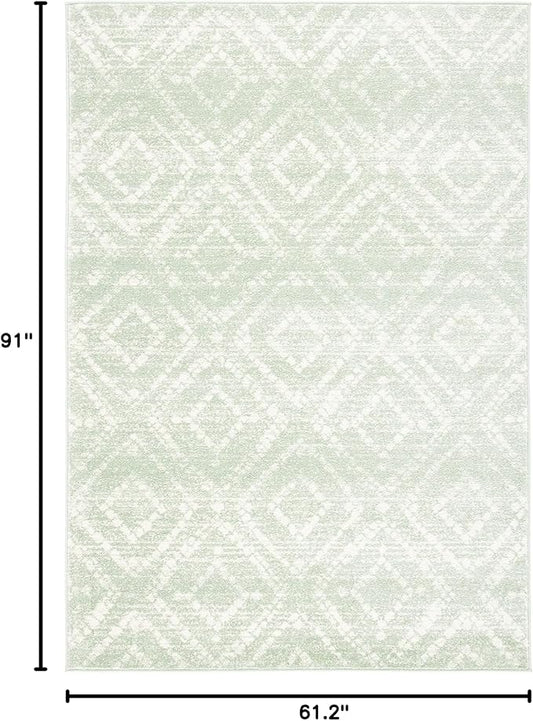 SAFAVIEH Adirondack Collection Area Rug - 5'1" x 7'6", Green & Ivory, Modern Diamond Distressed Design, Non-Shedding & Easy Care, Ideal for High Traffic Areas in Living Room, Bedroom (ADR131Y)