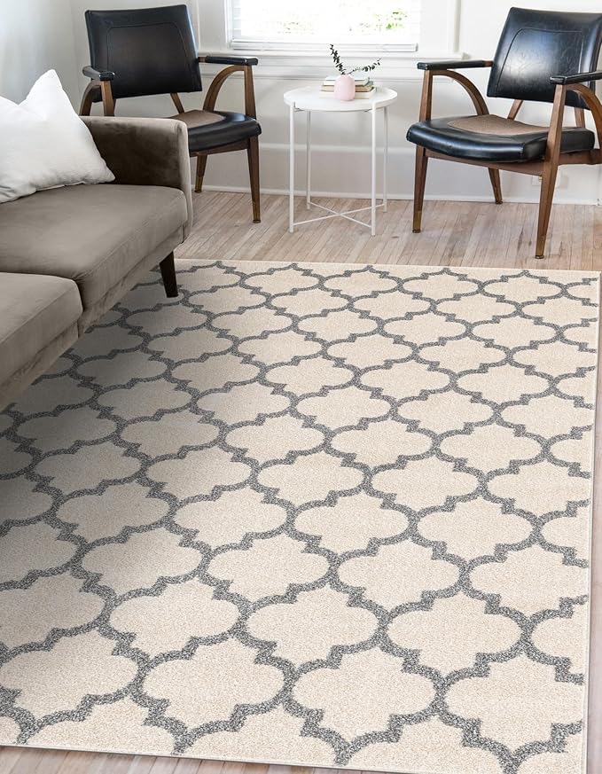 Rugs.com Lattice Collection Rug – 2x4 Hearth Beige and Gray Medium-Pile Rug Perfect for Living Rooms, Large Dining Rooms, Open Floorplans
