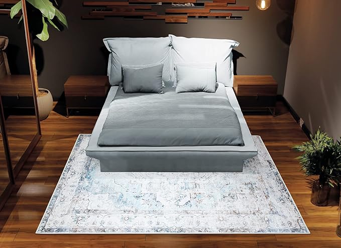 Bloom Rugs Washable Non-Slip 8' x 10' Rug - Beige/Blue Traditional Area Rug for Living Room, Bedroom, Dining Room, and Kitchen - Exact Size: 8' x 10'