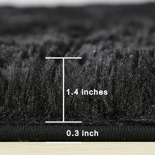 Andency Black Soft Area Rugs for Living Room Bedroom, 4x6 Fluffy Shaggy Bedside Rug, Non-Slip Large Shag Fuzzy Plush Carpets for Bedroom Kids Dorm Nursery Home Decor Aesthetic