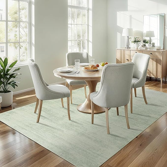 Abstract Neutral Area Rugs for Living Room Sage Green Nursery 5x8 Rug Non Slip Washable Low Pile Floor Covering Carpet for Playroom Bedroom Light Green