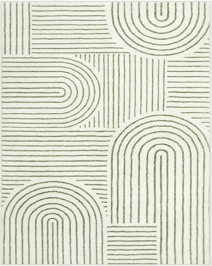 Lahome Abstract 9x12 Area Rugs for Living Room Bedroom, Soft Washable Rugs 9x12, Ultra-Thin Non-Slip Modern Dining Room Rug Non-Shedding Accent Carpet for Office, Green