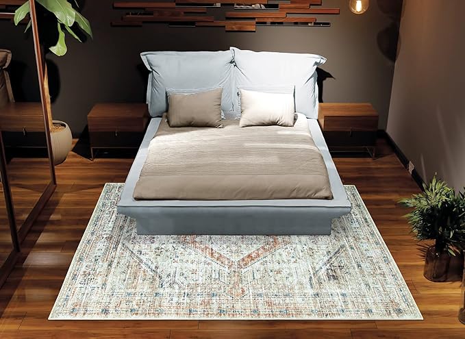 Bloom Rugs Washable Non-Slip 2' x 3' Rug - Peach/Beige Traditional Oriental Area Rug for Living Room, Bedroom, Dining Room, and Kitchen - Exact Size: 2' x 3'