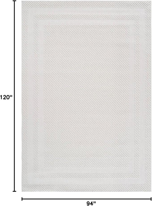 CAMILSON Micro Loop Rug 8x10 Modern Luxury Bordered Area Rugs Soft High and Low Pile Stain Resistant Easy-Cleaning Non-Shedding for Living Room Office Indoor Carpet (8 x 10 / White)
