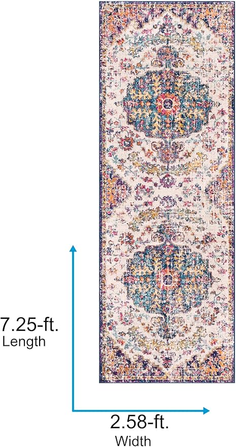 Livabliss Odelia Vintage Bohemian Runner Area Rug,2'7" x 7'3",Purple/Grey