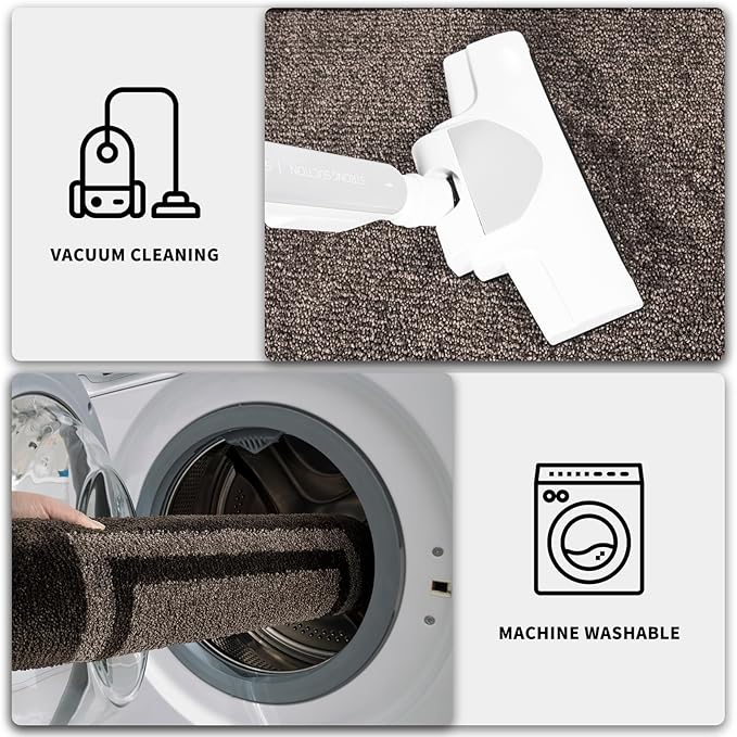 PURRUGS Dirt Trapping Door Mat 34" x 60", Non-Slip/Skid Machine Washable Entryway Rug, Shoes Scraper, Area Rug, Super Absorbent Welcome Mat for Muddy Wet Shoes and Paws, Grayish Brown & Coffee