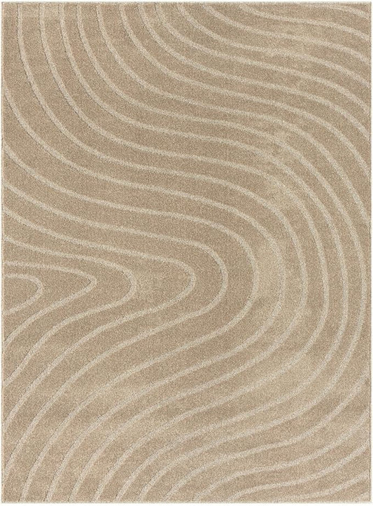 LUXE WEAVERS Modern Geometric Wave Beige 2x3 Area Rug