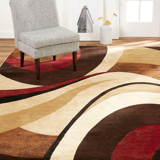 Home Dynamix Tribeca Slade Modern Area Rug, Abstract Brown/Red 18.9"x31.5"
