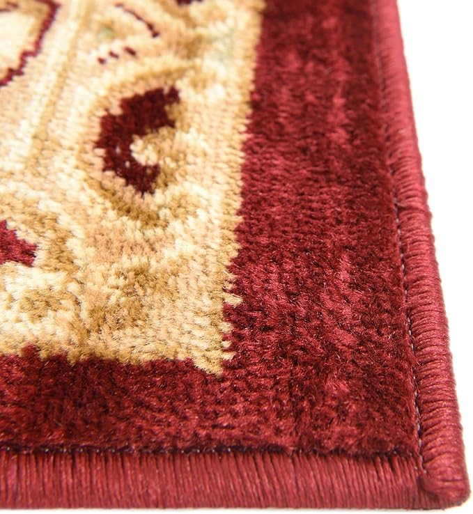 Rugs.com Chateau Collection Rug – 4 Ft Square Red Medium Rug Perfect for Living Rooms, Kitchens, Entryways