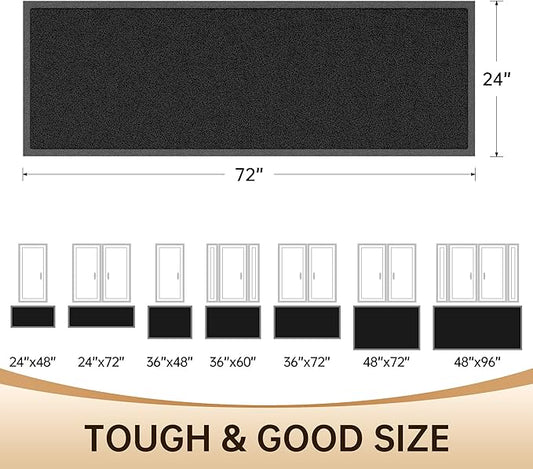 Amyracel Front Door Mat Indoor Outdoor Entrance, 24" x 72" All-Season Waterproof Doormat for Enterway, Heavy Duty Commercial Floor Mat, Fade Resistant, Rubber Back, Low Profile, Easy Clean