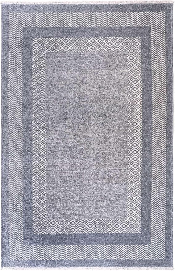 Alfa Rich 4x6 Light Blue Washable Area Rugs for Living Room Bedroom Kitchen Dining Cotton Decor Rug