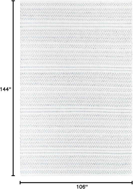 Mark&Day Wool Rugs, 9x12 Precious Solid and Border Cream/Black Area Rug, Cream Black Carpet for Living Room, Bedroom or Kitchen (8'10" x 12')