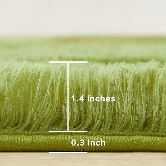 Andency Olive Green Soft Area Rugs for Living Room Bedroom, 5x8 Fluffy Shaggy Bedside Rug, Non-Slip Large Shag Fuzzy Plush Carpets for Bedroom Kids Dorm Nursery Home Decor Aesthetic