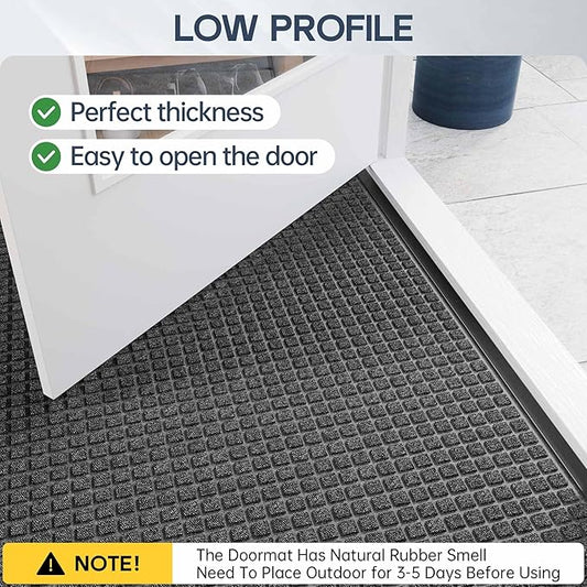 Amyracel Outdoor Indoor Door Mat for Entryway, 24"x72" All Season Weather Outside Door Mat, Low Pile Heavy Duty Rubber Backing Doormat, Stain and Fade Resistant, Inside Door Mats for Home Entry Floor