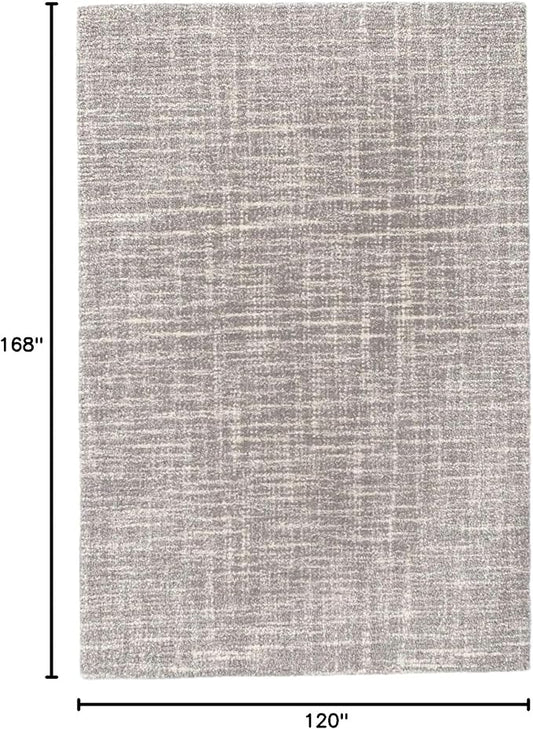 Dash & Albert Crosshatch Dove Grey Hand Micro Hooked Wool Rug, 9.5 X 13.5 Feet, Grey Solid Pattern