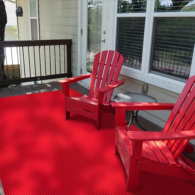 Ottomanson 3'11" x 49' Hallway Runner with Scraper Pile - Extra Durable Non-Slip Rug Mat for Indoor & Outdoor Use - Ideal for Kitchen, Entryway & Garage - High-Traffic Carpet, Red