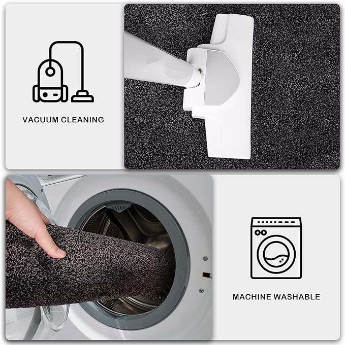 PURRUGS Dirt Trapping Door Mat 31.5" x 47", Non-Slip Machine Washable Entry Rug, Shoe Scraper, Dog Doormat, Super Absorbent Welcome Mat for Front & Back Door, Muddy Shoes & Paws, Charcoal