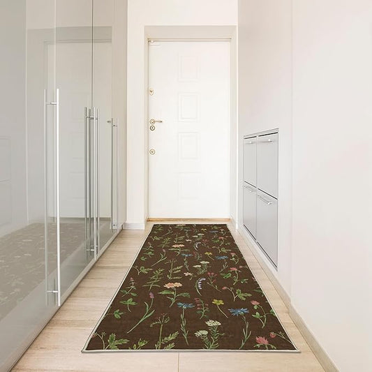 Ambesonne Floral Decorative Rug, Spring Season Themed Watercolors Painting of Herbs Flowers Botany Garden Art, Quality Carpet for Bedroom Dorm and Living Room, 2' 5" x 7' 5", Lime Green