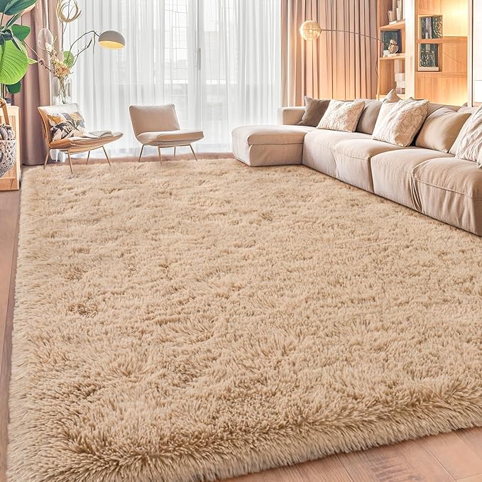 Area Rugs for Living Room, Soft Shaggy Carpets for Living Room, Fuzzy Rugs for Kids' Room, Perfect Decor for Modern Home Camel 5x7 Feet