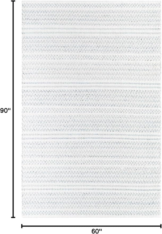 Mark&Day Wool Rugs, 5x8 Precious Solid and Border Cream/Black Area Rug, Cream Black Carpet for Living Room, Bedroom or Kitchen (5' x 7'6")
