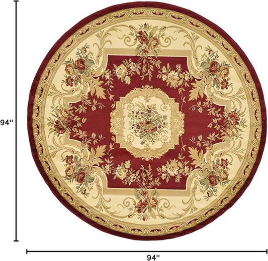 Unique Loom Versailles Collection Traditional Classic Floral Motif Area Rug (8' 0 x 8' 0 Round, Burgundy/ Ivory)