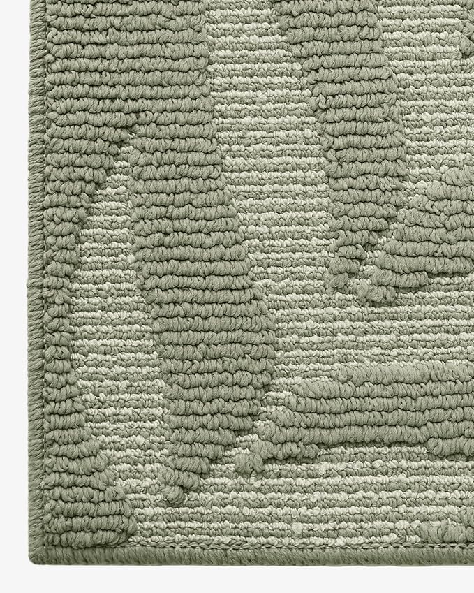 LUMI Front Door Mat Indoor Entrance 24"x36", Low Profile Welcome Mat, Non-Slip Washable Doormat with Rubber Backing for Entrance, Patio, Garage, Green