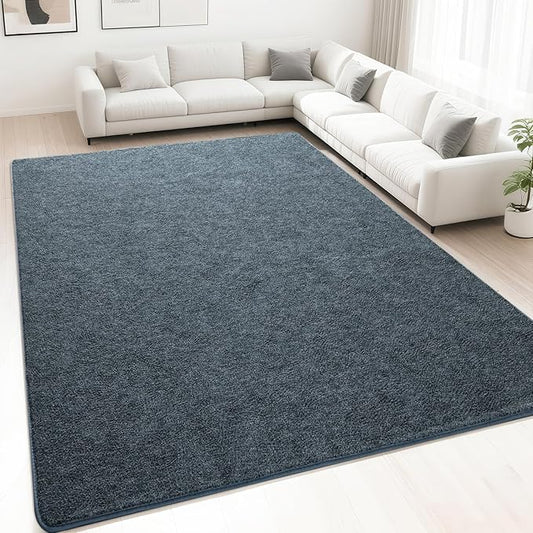 HQAYW 7x10 Large Area Rugs for Living Room Bedroom, Modern Thickened Memory Foam Soft Rug, Low Pile Minimalist Washable Non Slip Carpets for Kids Girls Boys Nursery Dorm Home Decor, Navy Blue