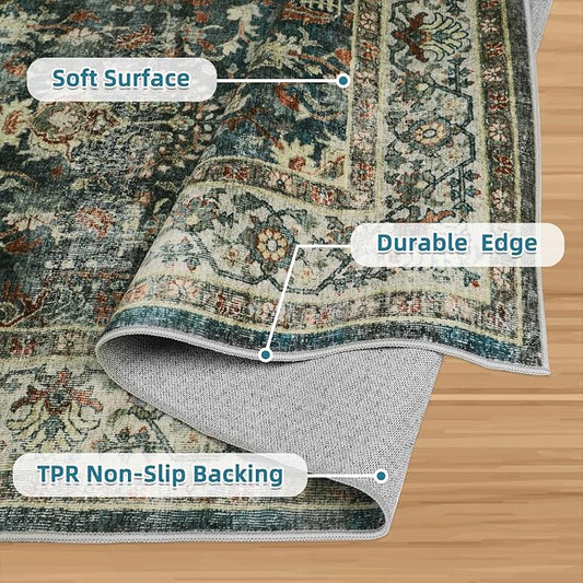 Dripex Tribal Washable Runner Rug-2x5 Non-Slip Non-Shedding Runners for Hallways Stain Resistant Kitchen Mat Laundry Entryway Carpet Runner for Doorway Entrance Bedroom Living Room Decor