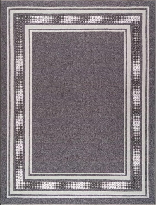 Beverly Rug Non Slip Area Rugs 3x5 Modern Bordered Non Skid Rubber Backing Soft Area Rug for Living Dining Room Easy to Clean Non Shedding Kitchen Bedroom Indoor Carpet 3 x 5 Gray