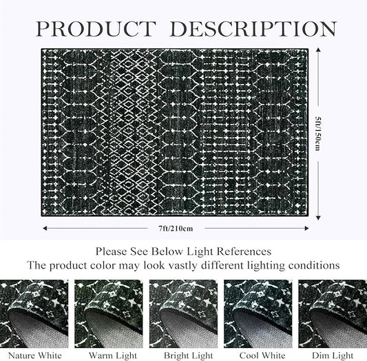 Lahome Moroccan Black Rug for Living Room Washable Area Rug 5x7 Non-Slip Ultra-Thin Soft Bedroom Rugs Large Stain Resistant Dining Room Rugs, Geometric Print Modren Carpet Rug for Office Entryway