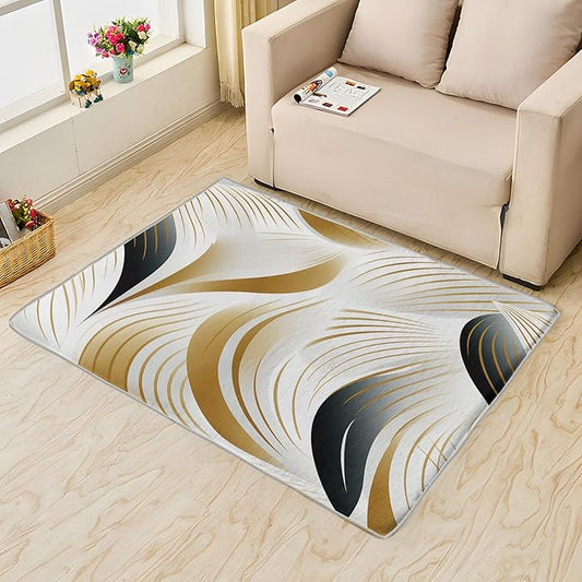 Elegant Wave Design Rug, 4x6 Rug, Abstract Rugs for Entryway, Modern Large Area Rug, Washable Rug Non Slip Soft Indoor Carpet, Kids and Pets Friendly, Elegant Wave Design Home & Room Decor
