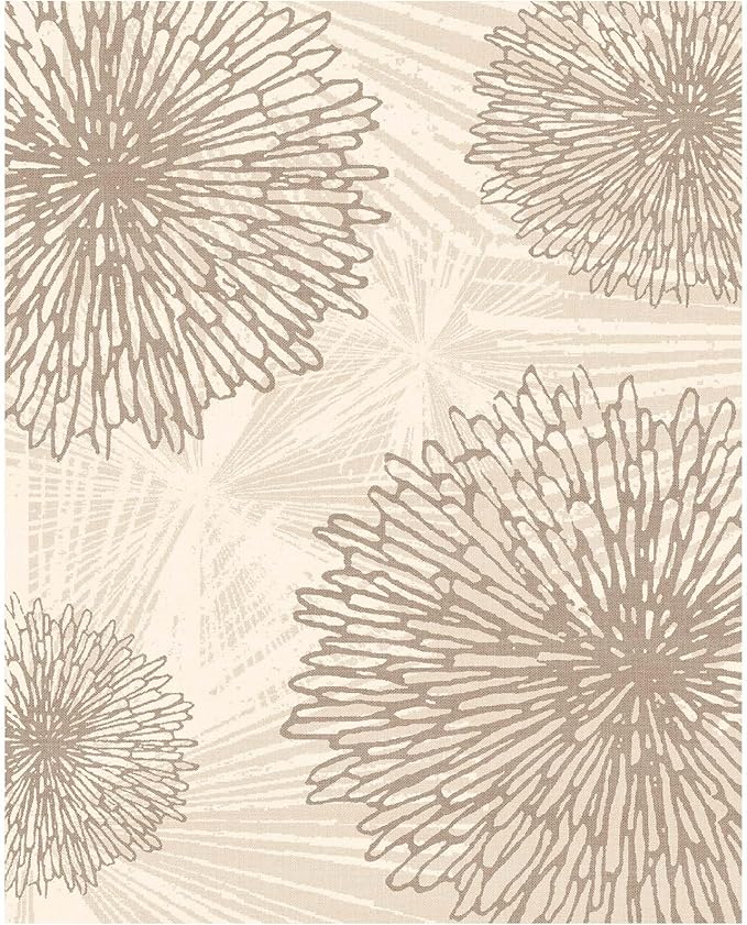 WITSHOCK 8x10 Area Rugs for Living Room: Beige Floral Washable Rugs for Bedroom Dining Room Office Nursery Modern Non-Slip Stain Resistant Low Pile Home Decor(Beige/Brown,8'x10')