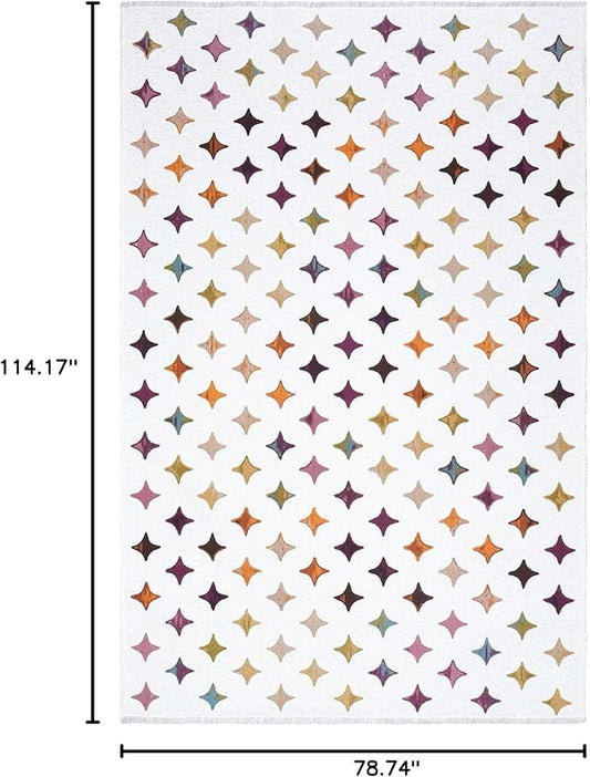 Alfa Rich 7x10 Moroccan White Area Rugs for Living Room Bedroom Decor Washable Cotton Pet Friendly