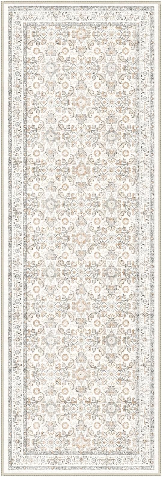 WITSHOCK 3x8 Long Runner Rug for Hallway,Washable Rug Distressed Boho for Bedroom Kitchen Entryway Indoor Entrance,Non Slip Runner Rugs with Rubber Backing(Camel/Beige,3x8)